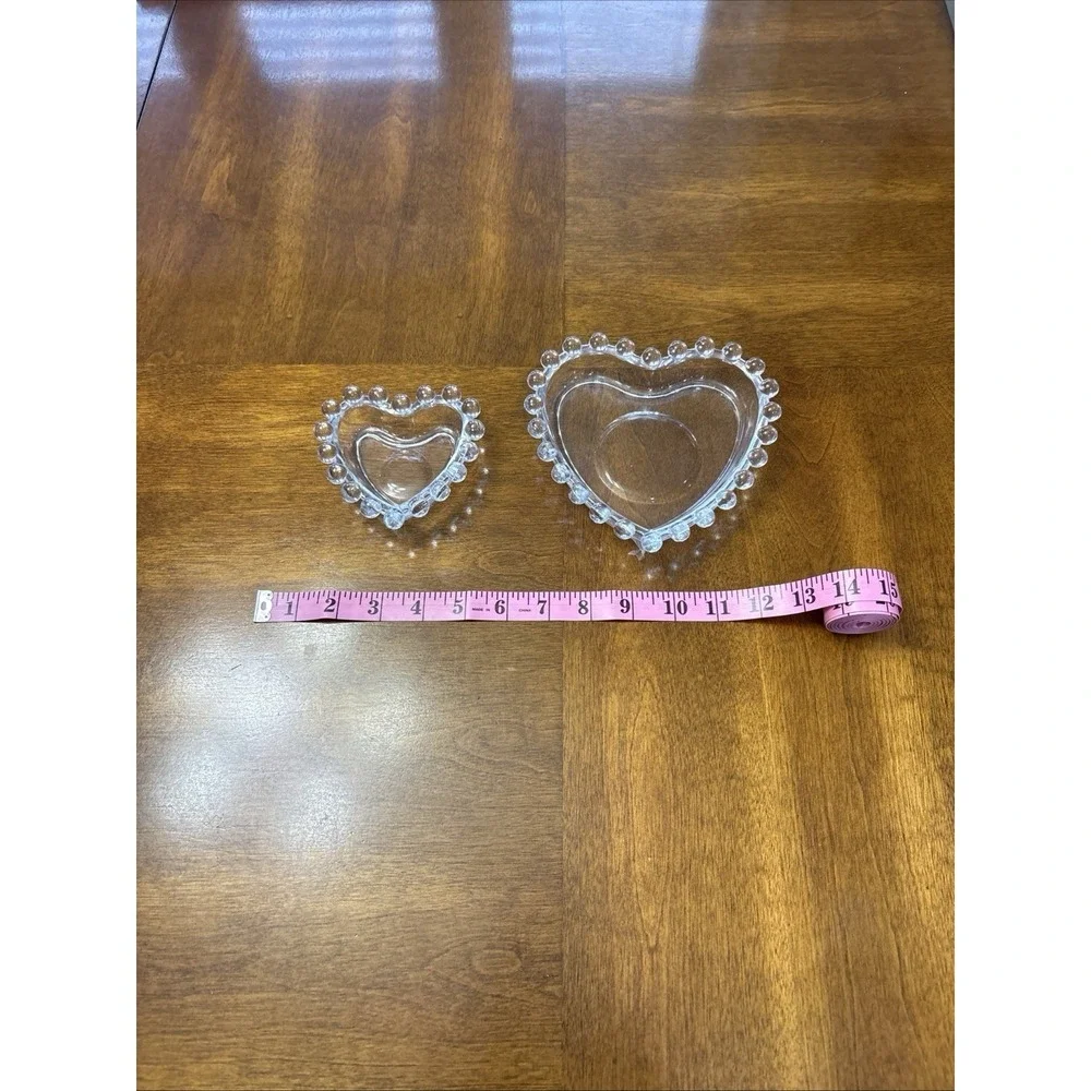 Vintage Imperial Candlewick Heart‎ Shaped Set of 2 Nesting Dishes